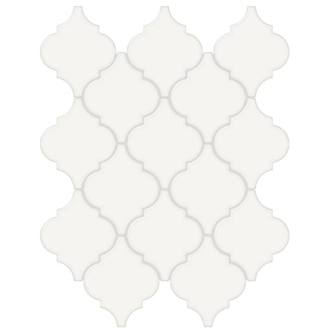 Tile Collection Soho 10x13 Beveled Arabesque Mosaic Tile Canvas White
