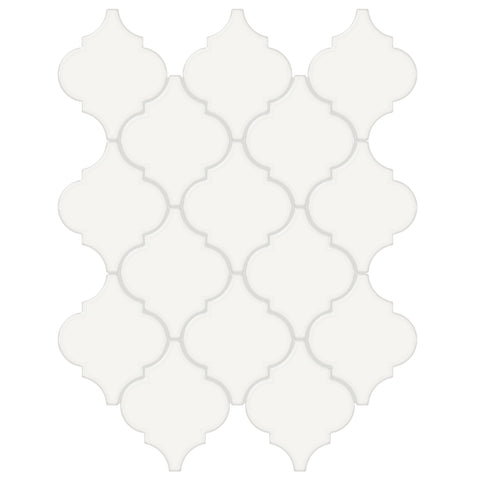 Tile Collection Soho 10x13 Beveled Arabesque Mosaic Tile Canvas White