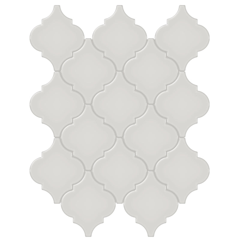 Tile Collection Soho 10x13 Beveled Arabesque Mosaic Tile Halo Grey