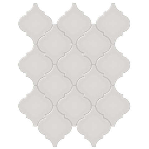 Tile Collection Soho 10x13 Beveled Arabesque Mosaic Tile Halo Grey
