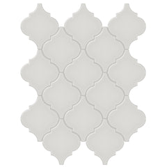 Tile Collection Soho 10x13 Beveled Arabesque Mosaic Tile Halo Grey