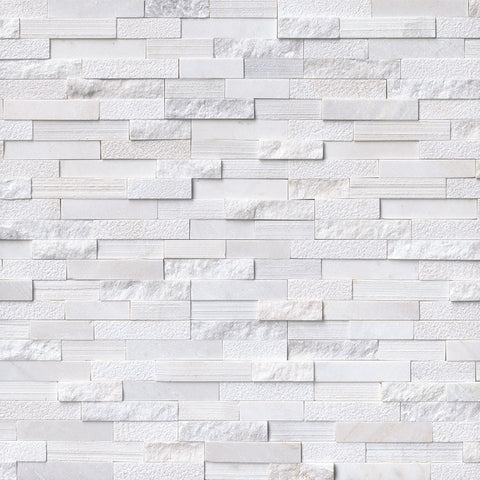 MSI Ledgestone Veneer - Arctic White Multi Finish Panel - Split Face Swatch