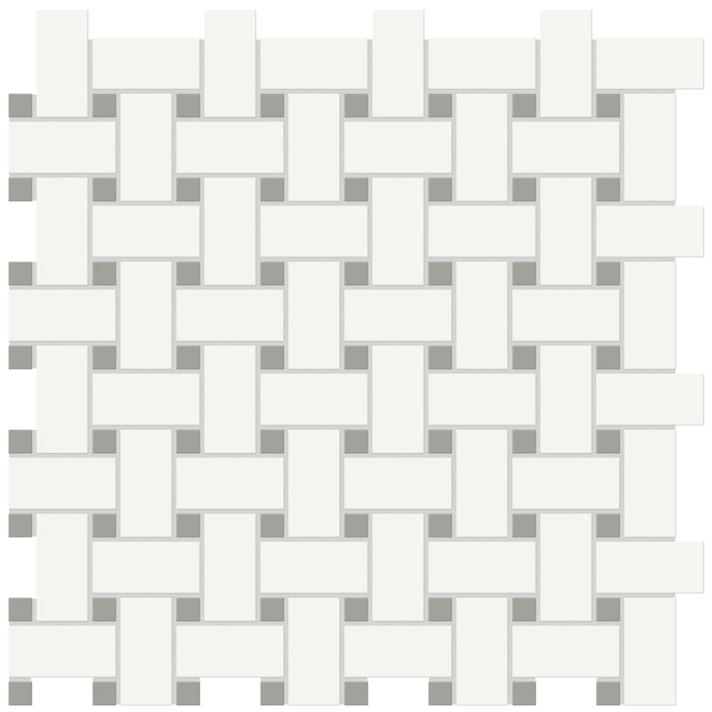 Tile Collection Soho 12x12 Basketweave Mosaic Tile Cement Chic