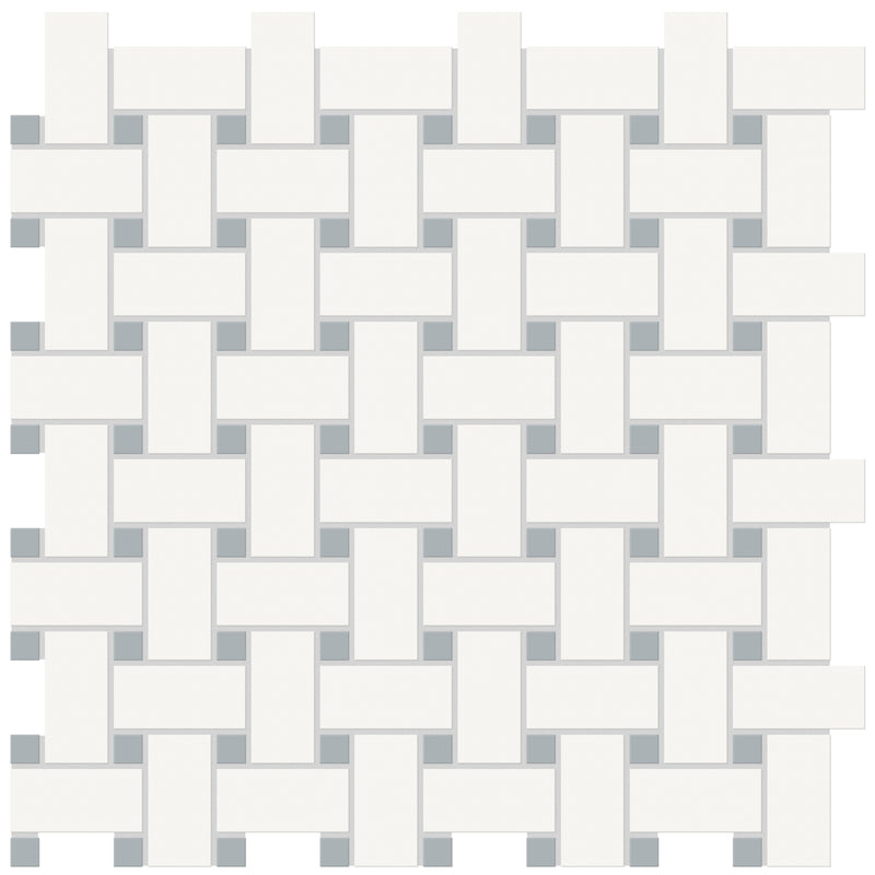 Tile Collection Soho 12x12 Basketweave Mosaic Tile Cloud Blue