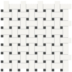 Tile Collection Soho 12x12 Basketweave Mosaic Tile White/Retro Black
