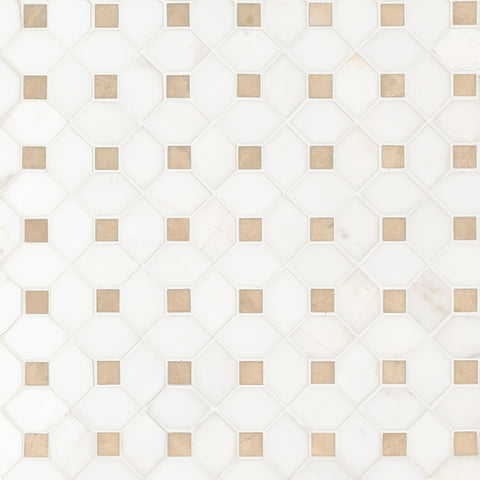 Marble Tile Collection Bianco Dolomite Crema Dotty Pattern Swatch