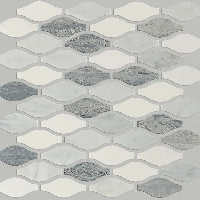 Shaw Tile Chateau Ornament Bianco Carrara Blue Grigio Thassos 12x12