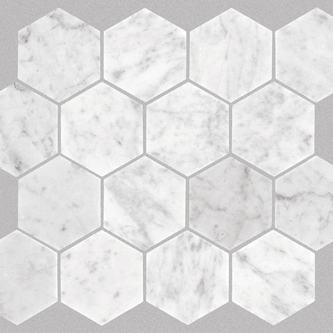 Shaw Tile Chateau Hexagon Bianco Carrara 10x12 Swatch