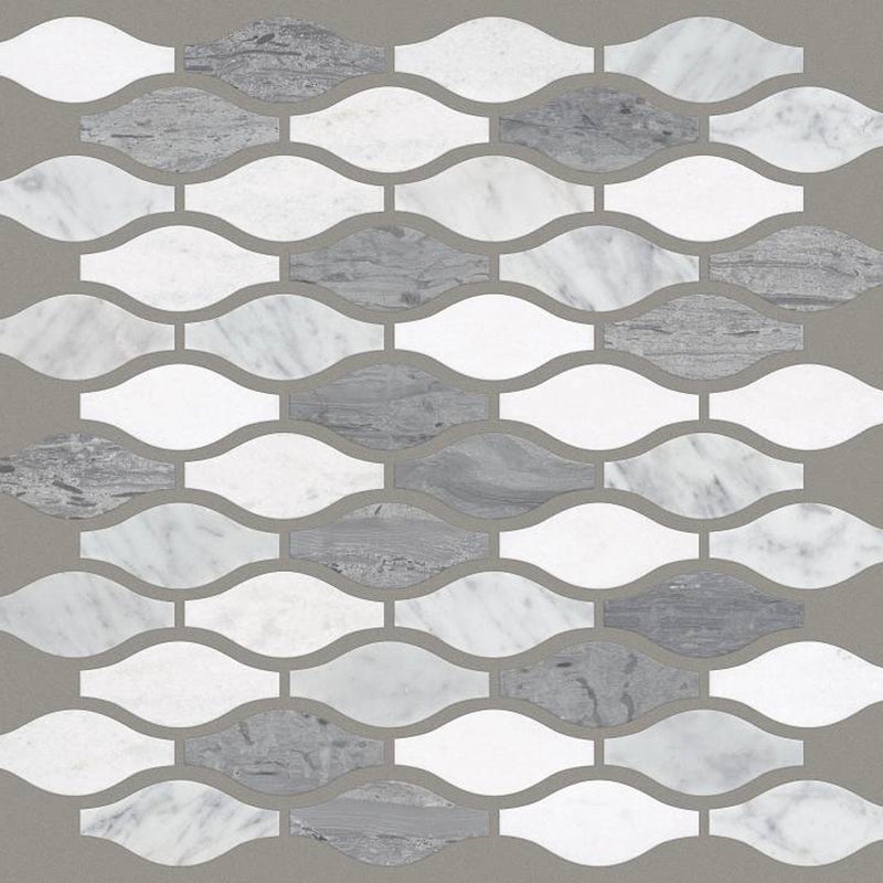 Shaw Tile Chateau Ornament Bianco Carrara Blue Grigio Thassos 12x12