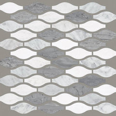 Shaw Tile Chateau Ornament Bianco Carrara Blue Grigio Thassos 12x12 Swatch