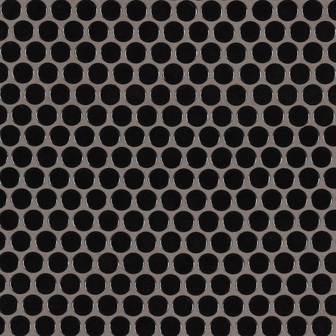 MSI Domino Black Glossy Penny Round Mosaic Porcelain Tile Swatch