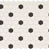 Daltile Keystones Mosaic Hexagon 2"x2" Black and White