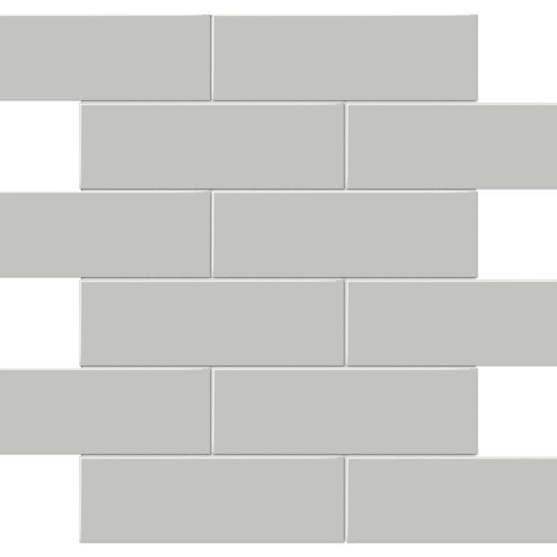 Tile Collection Soho 2x6 Brick Mosaic Tile Loft Grey Glossy