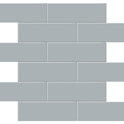 Tile Collection Soho 2x6 Brick Mosaic Tile Cloud Blue Glossy Swatch