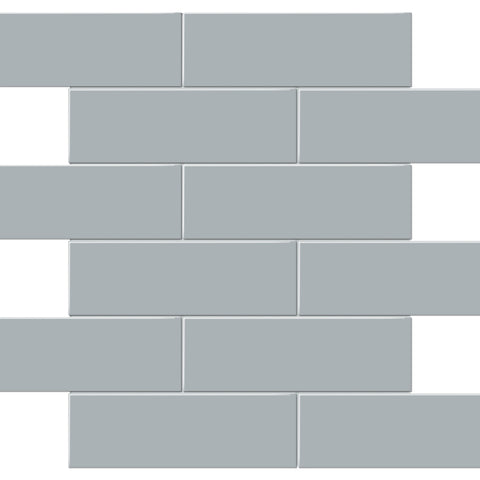 Tile Collection Soho 2x6 Brick Mosaic Tile Cloud Blue Swatch