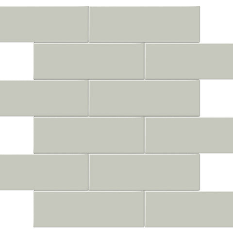 Tile Collection Soho 2x6 Brick Mosaic Tile Soft Sage Glossy
