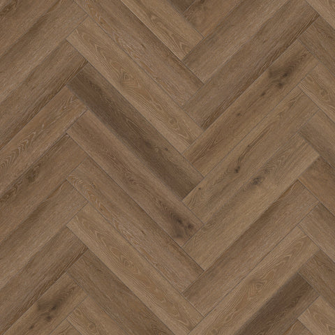 RigidCORE Herringbone LVT Bridgewater Brown Swatch