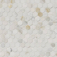 Marble Tile Collection Calacatta 1" Hexagon Swatch