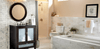 Marble Tile Collection Arabescato Carrara - Black Marble Basket Weave Room Scene