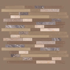 Shaw Tile Awesome Mix Cappuccino Random Linear Mosaic Wall Swatch
