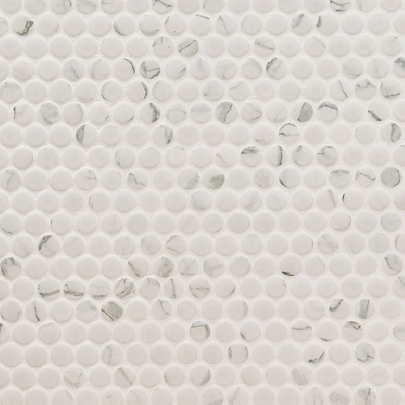 MSI Domino Carrara Matte Penny Round Mosaic Porcelain Tile