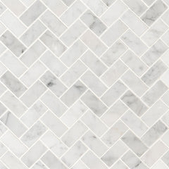 Marble Tile Collection Carrara White 1x2 Herringbone Swatch