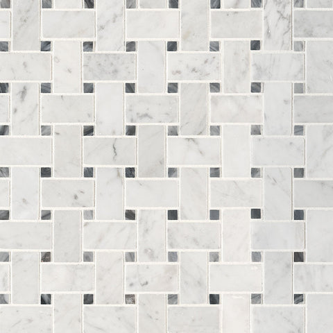 Marble Tile Collection Carrara White Basketweave - Honed Swatch