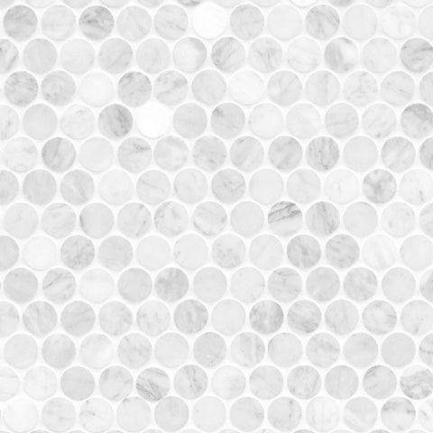 Marble Tile Collection Carrara White Round - Honed Swatch