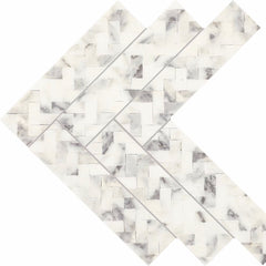 Daltile Eclessia Marble Mosaic Double Herringbone Arabescato Argento