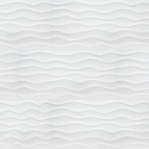 Dymo Ceramic Collection Wavy White Glossy - 12"X24" Room Scene