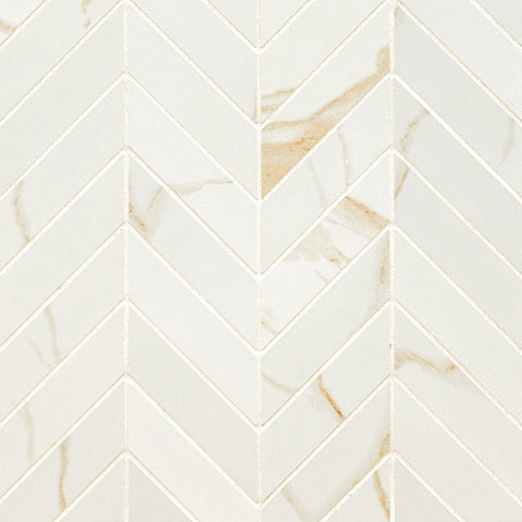Eden Porcelain Tile Collection Calacatta - 12"x15" Chevron Swatch
