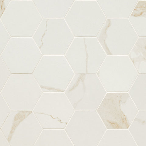 Eden Porcelain Tile Collection Calacatta - 3"x3" Hexagon Swatch