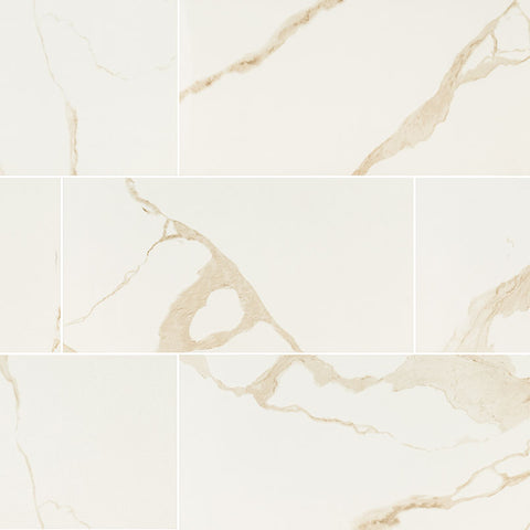Eden Porcelain Tile Collection Calacatta - 12"x24" - Matte Swatch