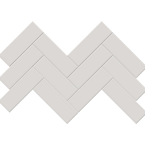 Tile Collection Soho 8x16 Herringbone Mosaic Tile Halo Grey Glossy