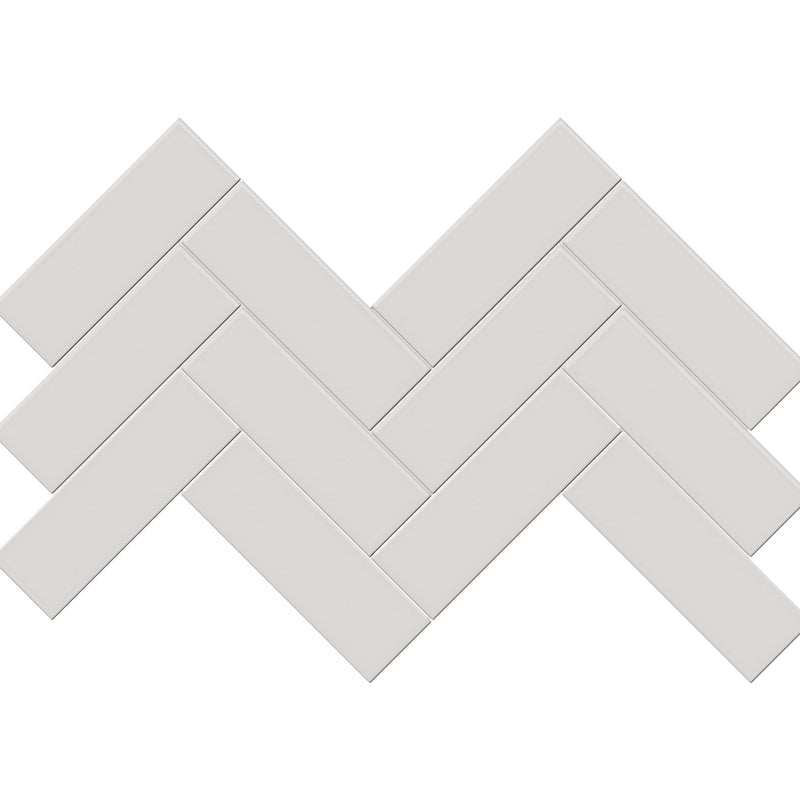 Tile Collection Soho 8x16 Herringbone Mosaic Tile Halo Grey Glossy