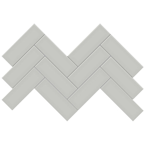 Tile Collection Soho 8x16 Herringbone Mosaic Tile Loft Grey Glossy