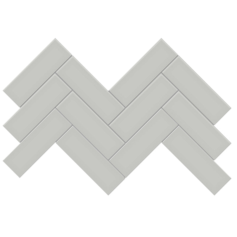 Tile Collection Soho 8x16 Herringbone Mosaic Tile Loft Grey Glossy