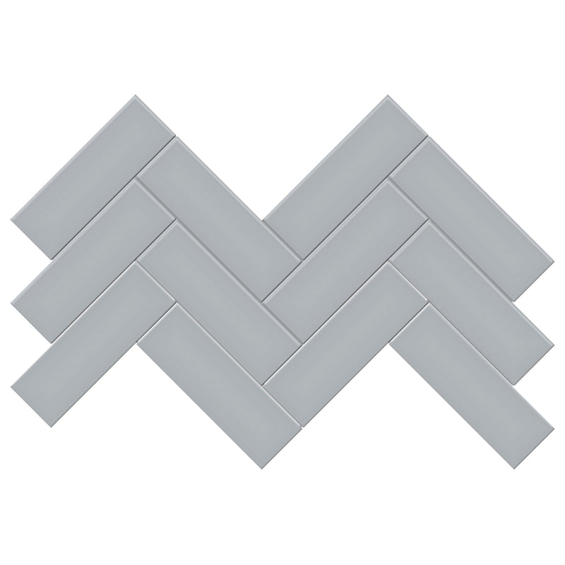 Tile Collection Soho 8x16 Herringbone Mosaic Tile Cloud Blue