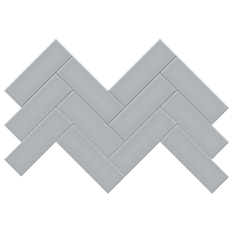 Tile Collection Soho 8x16 Herringbone Mosaic Tile Cloud Blue Swatch