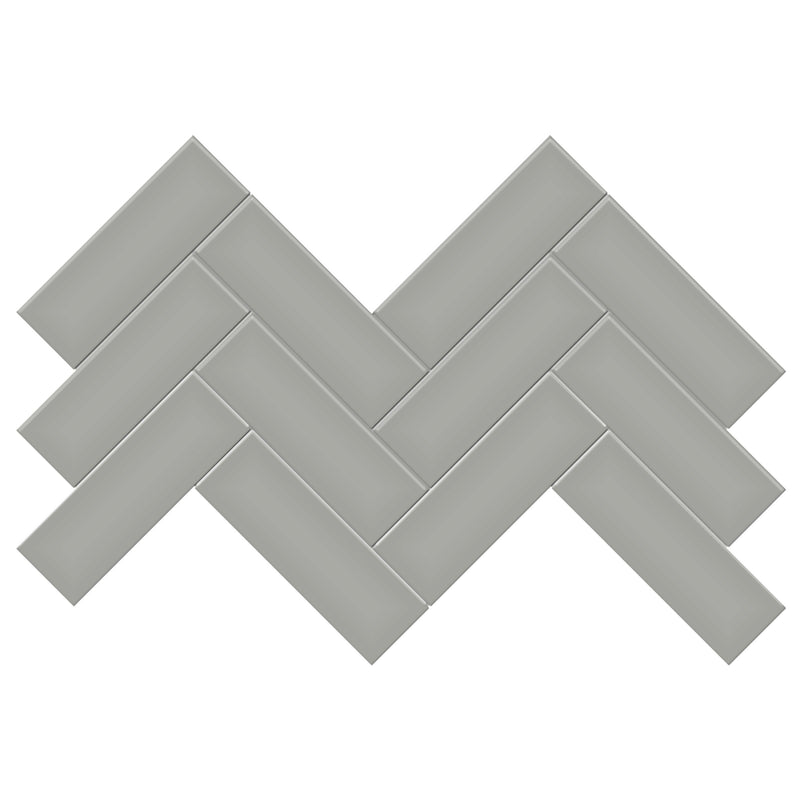 Tile Collection Soho 8x16 Herringbone Mosaic Tile Cement Chic Glossy