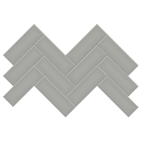 Tile Collection Soho 8x16 Herringbone Mosaic Tile Cement Chic Glossy