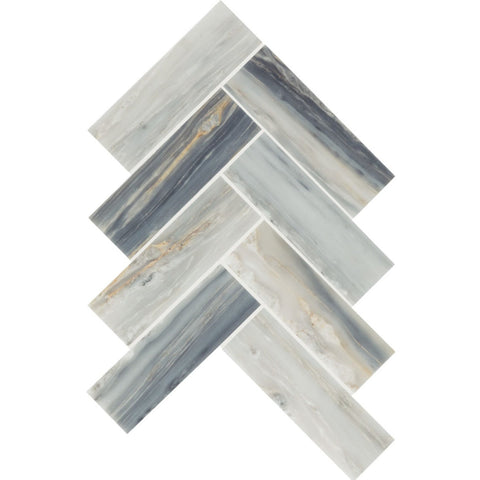 Daltile Gamma Mosaic Herringbone 2x6 Azure