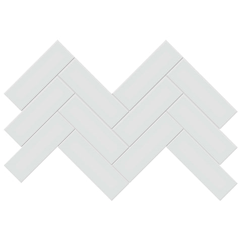 Tile Collection Soho 8x16 Herringbone Mosaic Tile Gallery Grey Glossy
