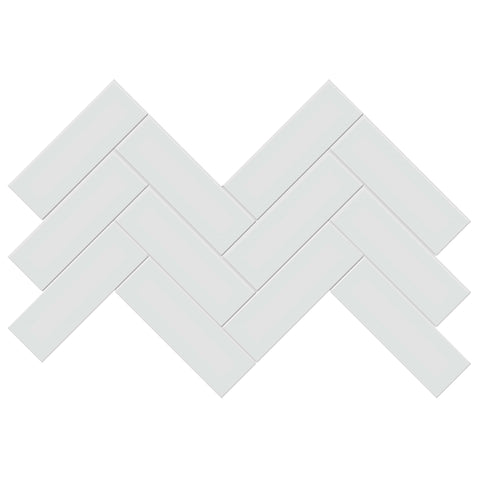 Tile Collection Soho 8x16 Herringbone Mosaic Tile Gallery Grey Glossy