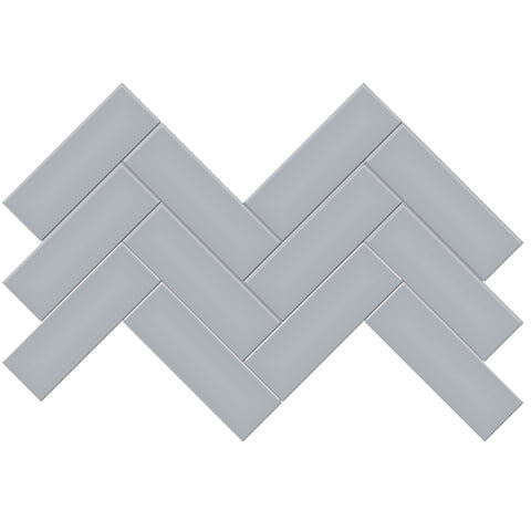 Tile Collection Soho 8x16 Herringbone Mosaic Tile Cloud Blue Glossy Swatch