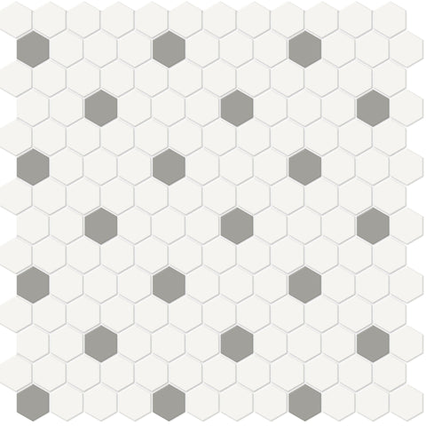Tile Collection Soho 1" Hexagon Insert Mosaic Tile Cement Chic