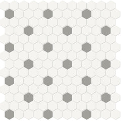 Tile Collection Soho 1" Hexagon Insert Mosaic Tile Cement Chic