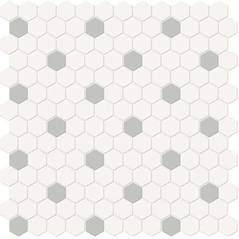 Tile Collection Soho 1" Hexagon Insert Mosaic Tile Loft Grey