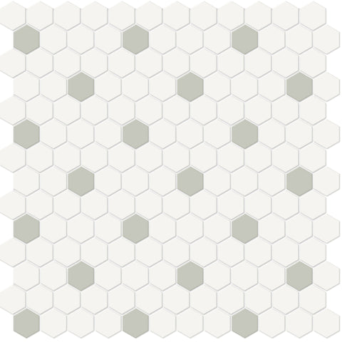 Tile Collection Soho 1" Hexagon Insert Mosaic Tile Soft Sage