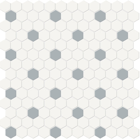 Tile Collection Soho 1" Hexagon Insert Mosaic Tile Cloud Blue